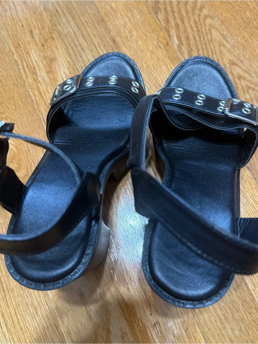 Black platform strap heels size 6